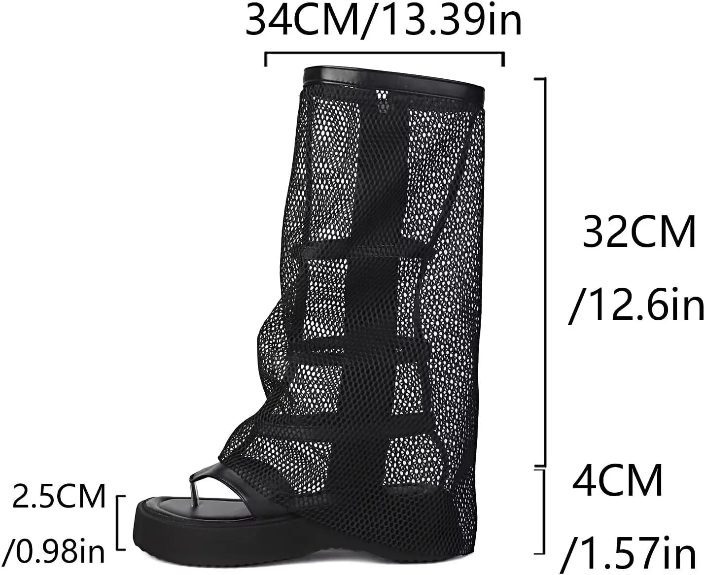 Agodor Mesh Gladiator Sandals For Women Peep Toe Platform Knee High Sandal For Women Side Zipper Summer Booties