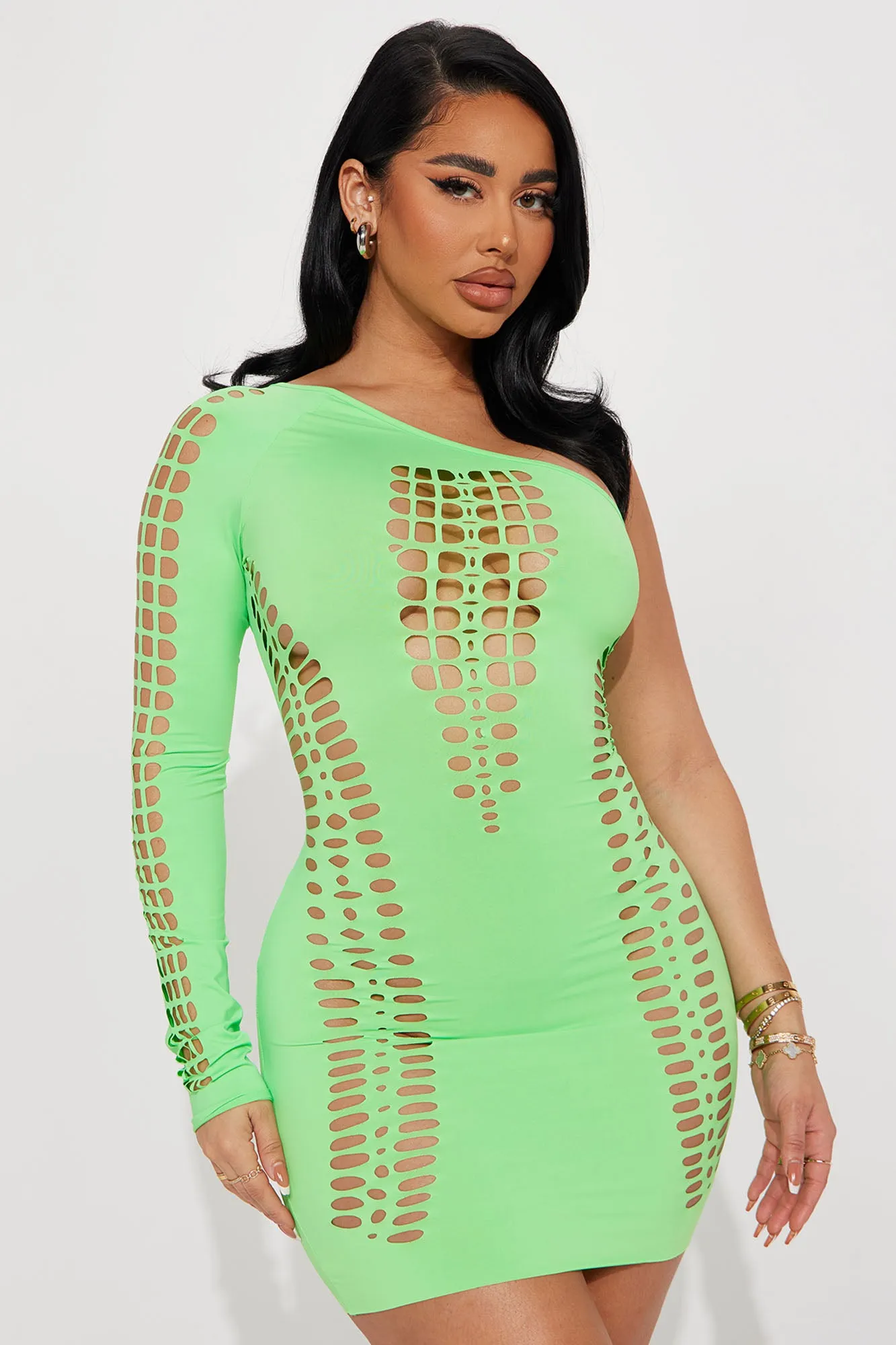 Alicia Mini Dress - Neon Green