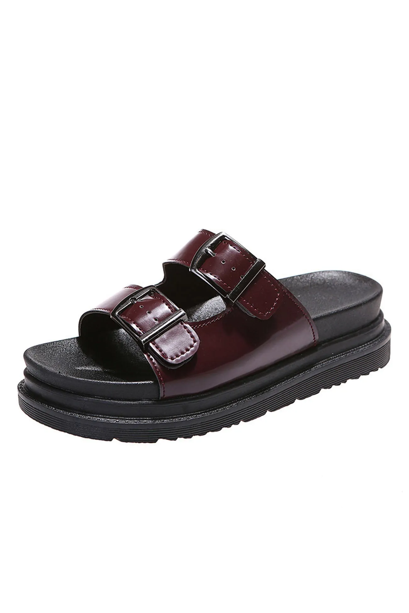 Amozae-Buckle Platform Slide Sandals
