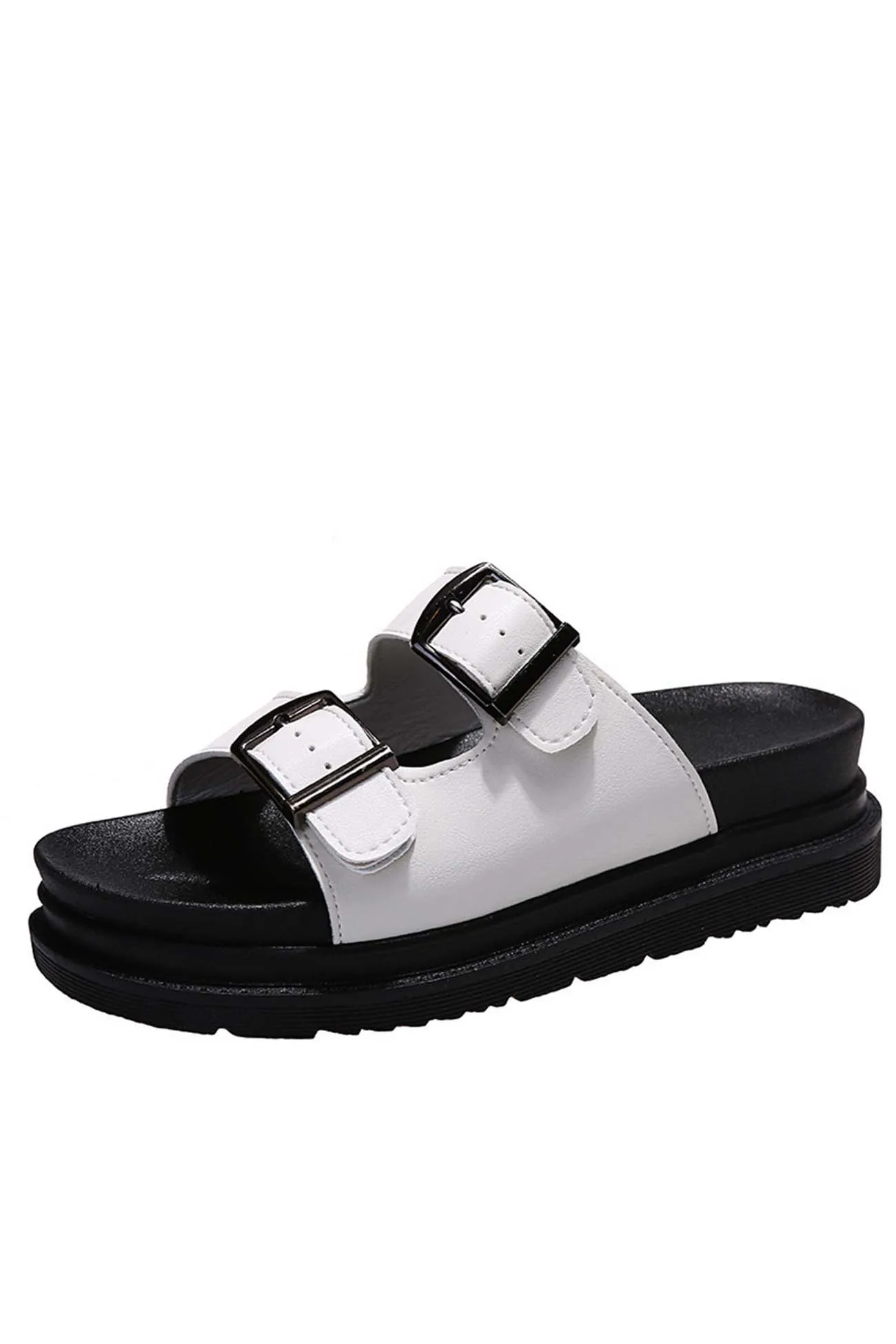 Amozae-Buckle Platform Slide Sandals