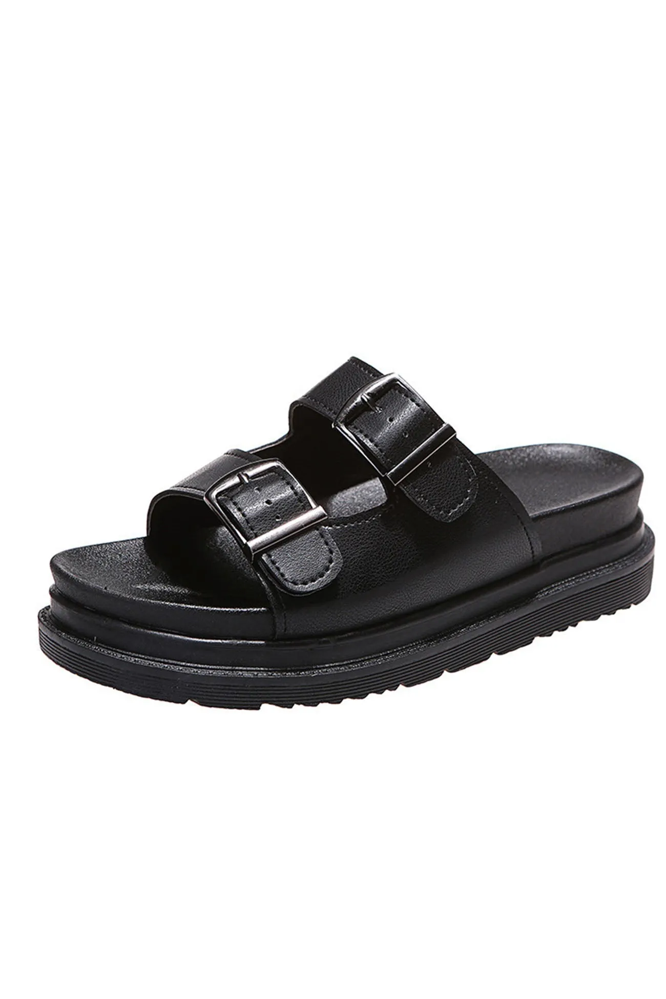 Amozae-Buckle Platform Slide Sandals