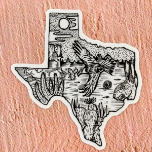 Black and White Texas Shaped Sticker