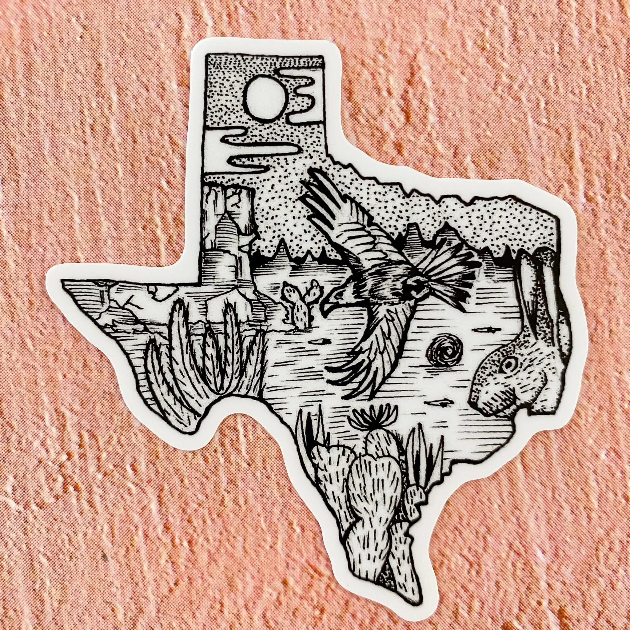 Black and White Texas Shaped Sticker