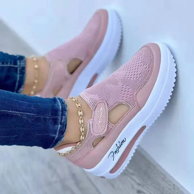 Blue Designer Sneakers Women Tennis Vulcanized Shoes Female Mesh Breathable Casual Shoes Ladies Platform Hollow Out Sport Shoes