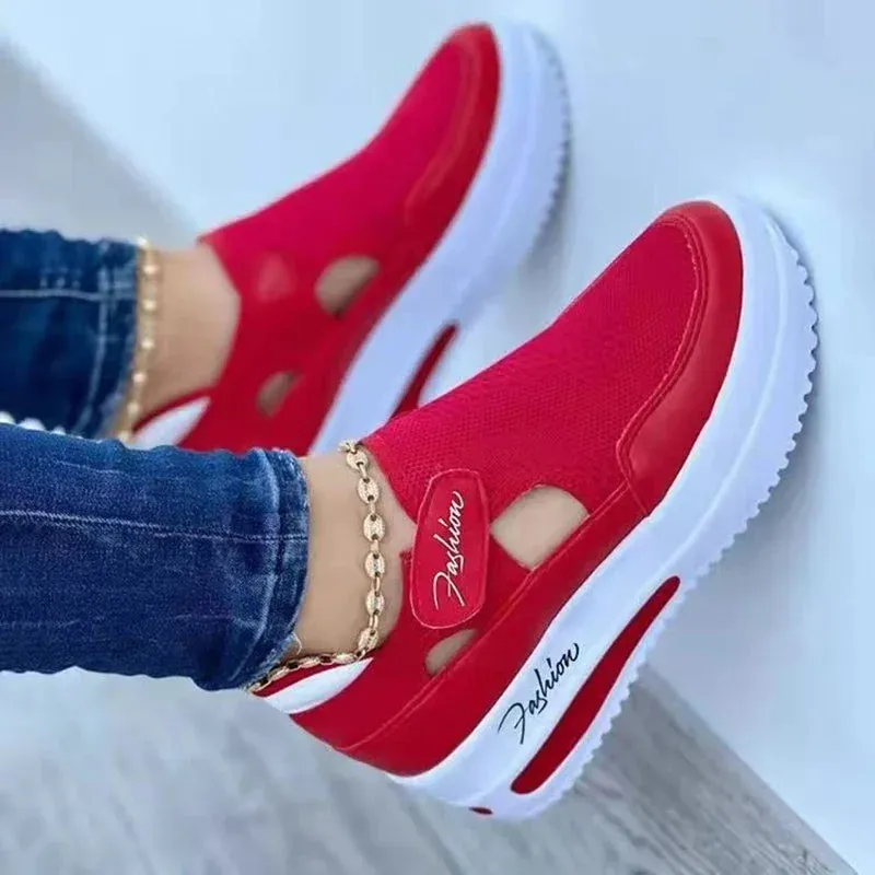 Blue Designer Sneakers Women Tennis Vulcanized Shoes Female Mesh Breathable Casual Shoes Ladies Platform Hollow Out Sport Shoes