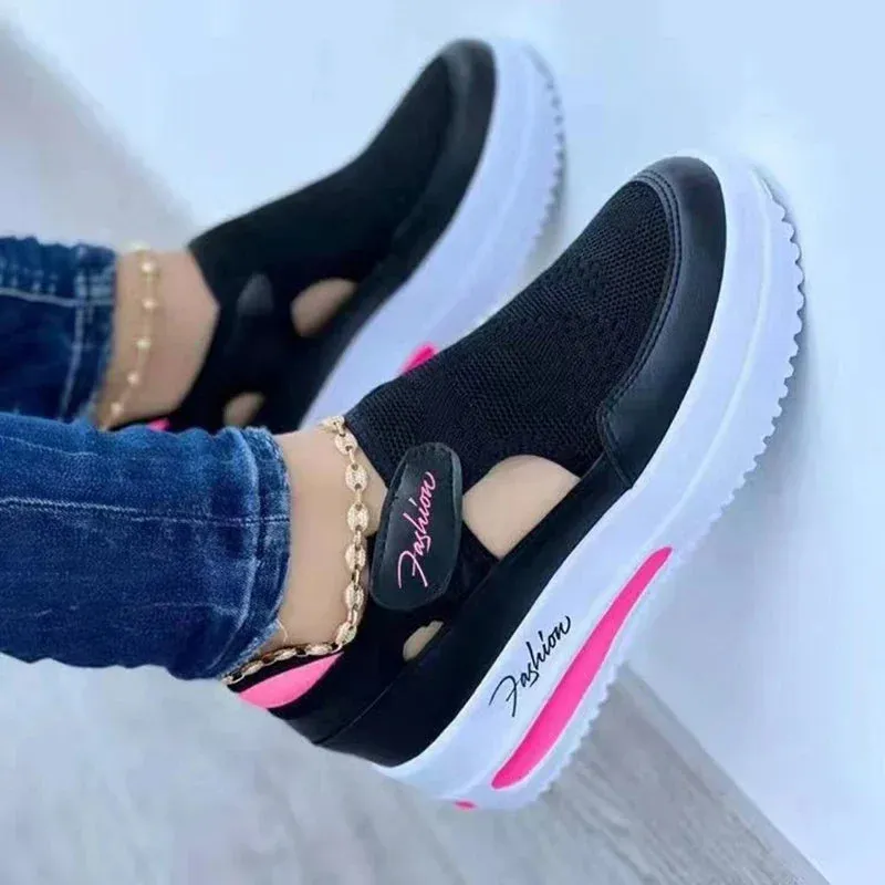 Blue Designer Sneakers Women Tennis Vulcanized Shoes Female Mesh Breathable Casual Shoes Ladies Platform Hollow Out Sport Shoes