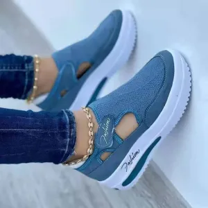 Blue Designer Sneakers Women Tennis Vulcanized Shoes Female Mesh Breathable Casual Shoes Ladies Platform Hollow Out Sport Shoes