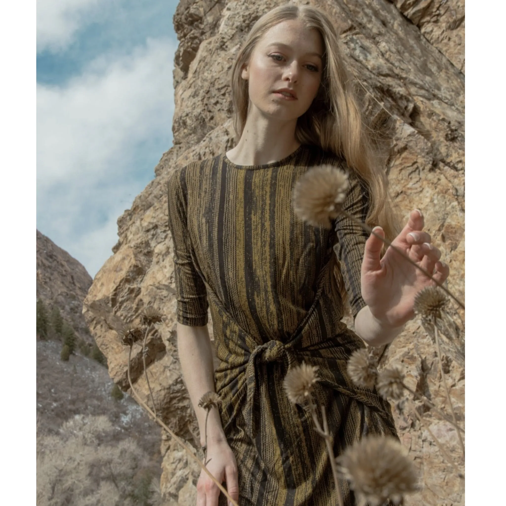 Boho Midi Dress By Mikah: Yellow/Black