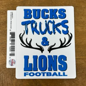Bucks Trucks & Detroit Lions Sticker