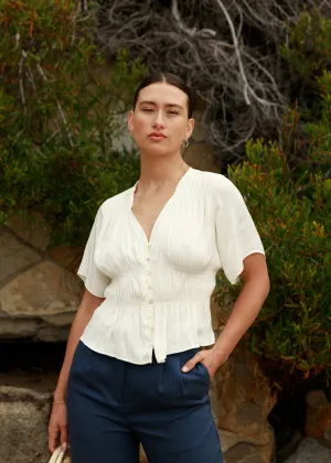 Connor Ruched Satin Blouse