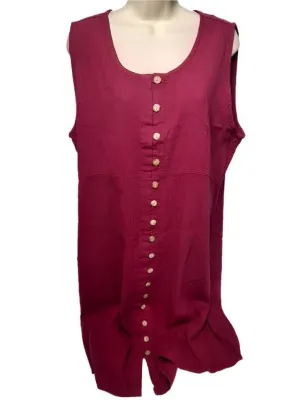 Dress-Button Front-Sleeveless-Fuscia Flower-Women's-S0612