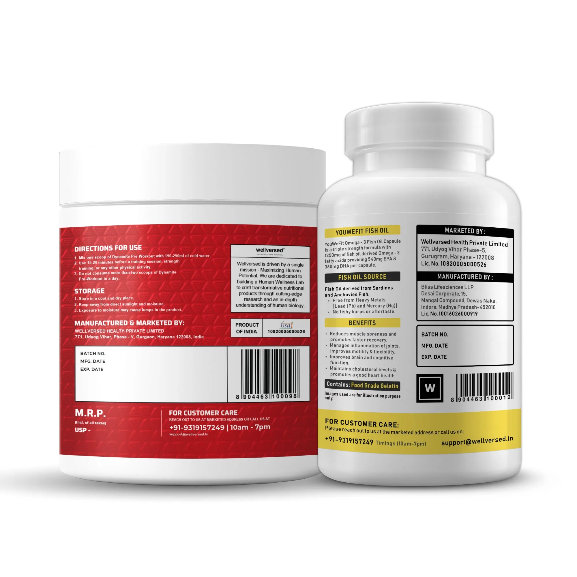 Dynamite Pre-workout (15 Servings, Valencia Orange)   YouWeFit Triple Strength Fish Oil (60 Capsules) | Power & Recovery | For Men & Women