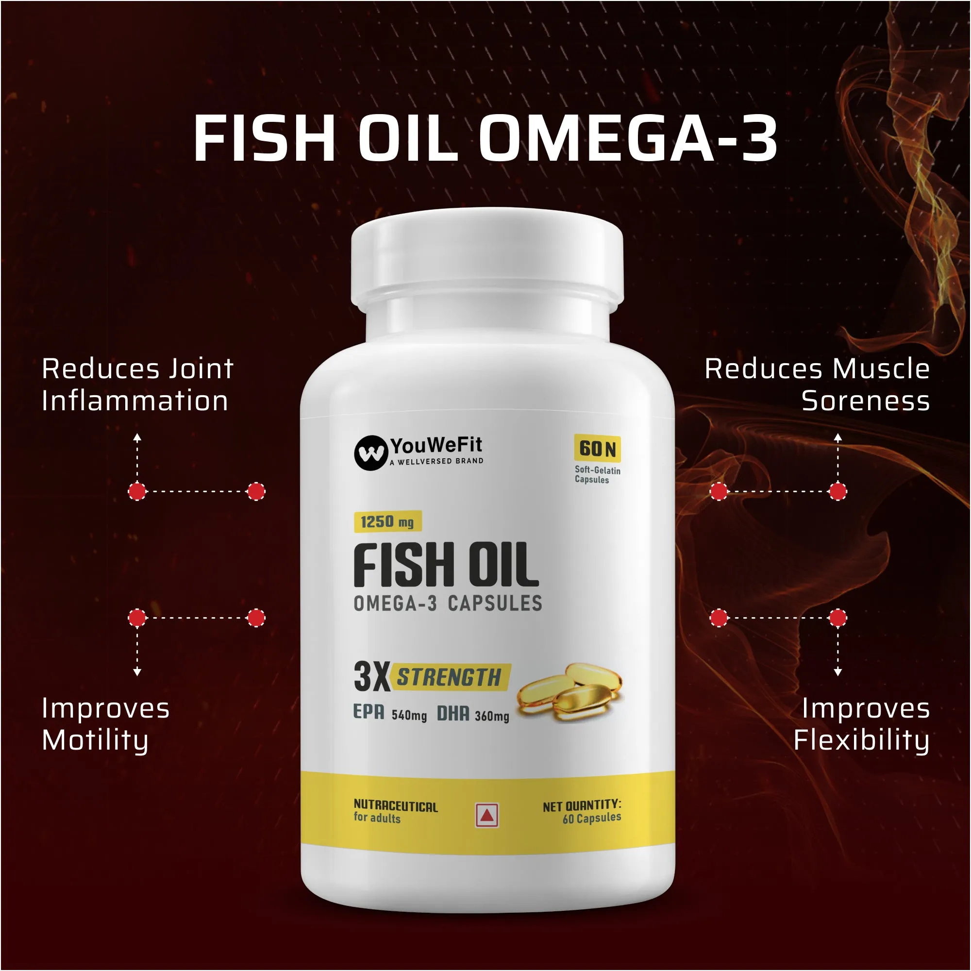Dynamite Pre-workout (15 Servings, Valencia Orange)   YouWeFit Triple Strength Fish Oil (60 Capsules) | Power & Recovery | For Men & Women