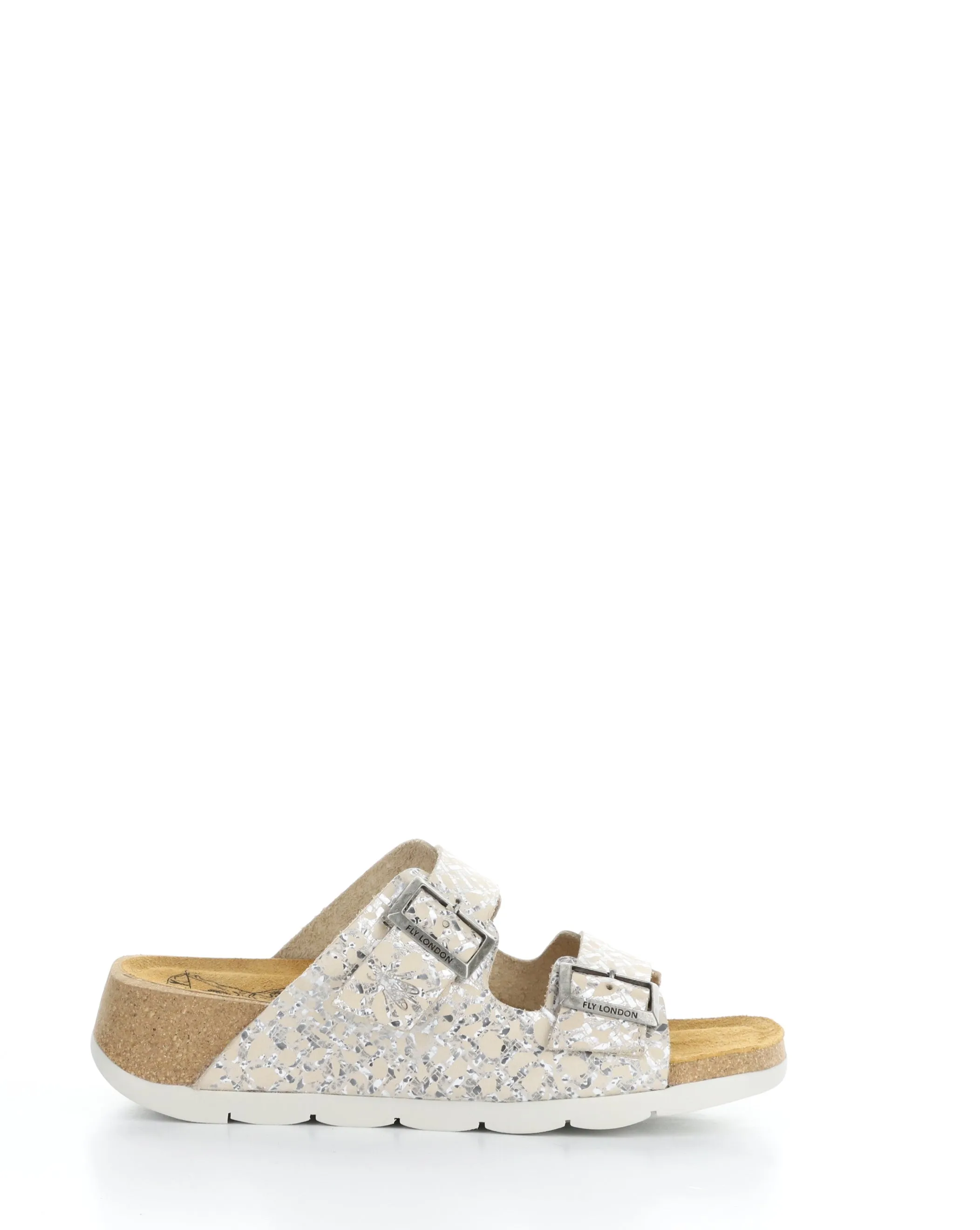 Fly london "Caja" cork buckle sandal white multi