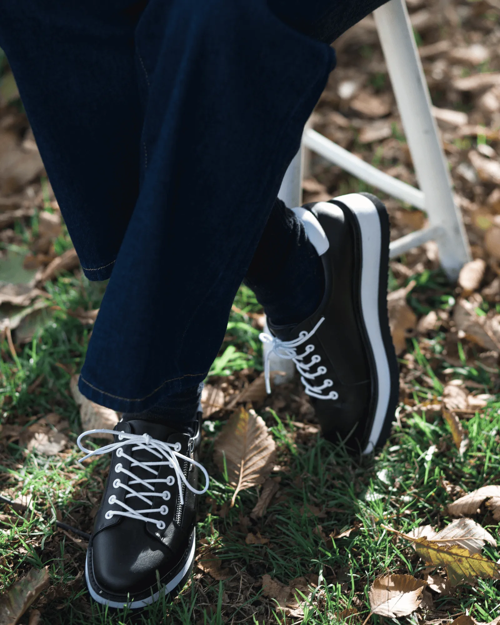 GOODLUCK PLATFORM SNEAKERS BLACK LEATHER