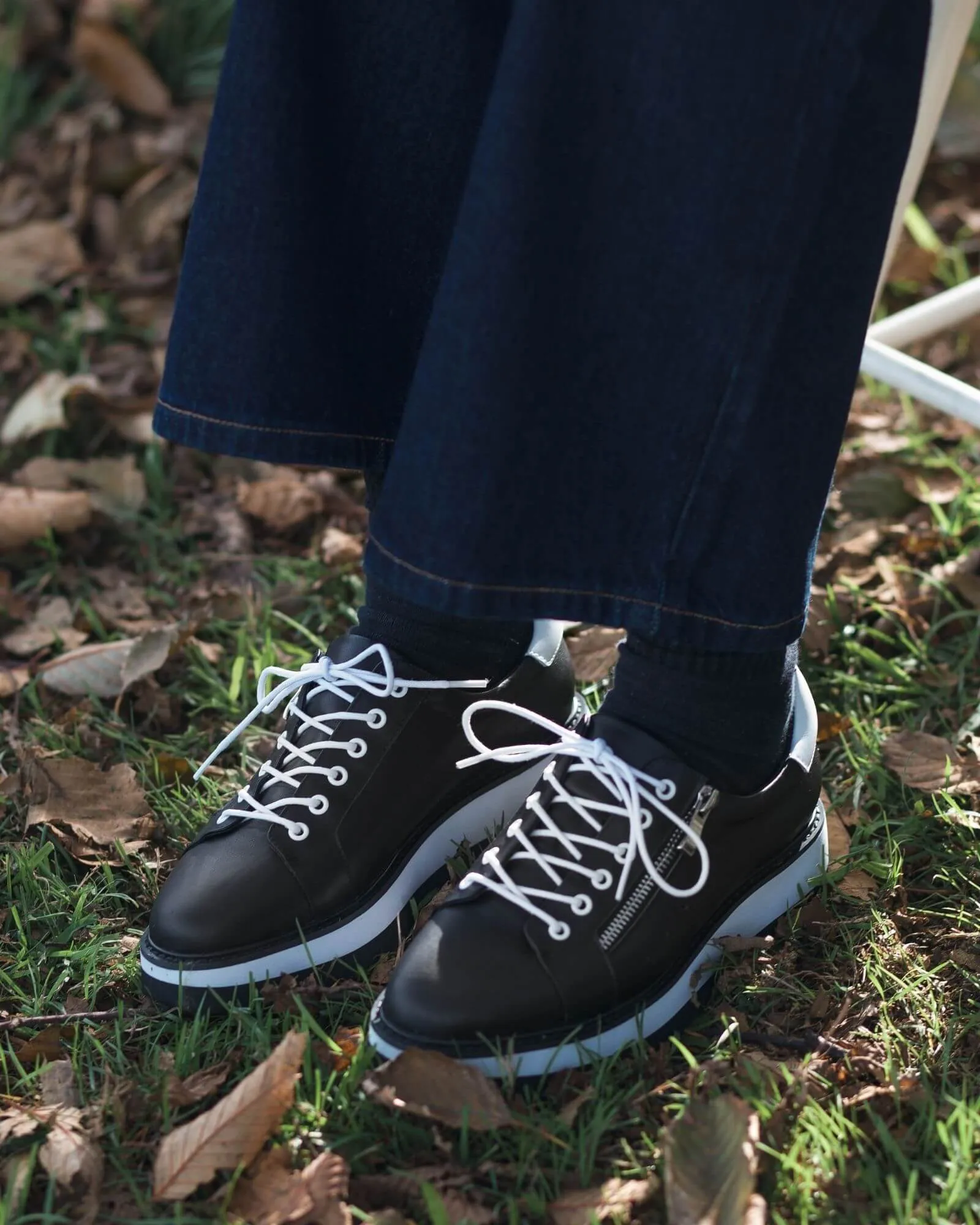 GOODLUCK PLATFORM SNEAKERS BLACK LEATHER