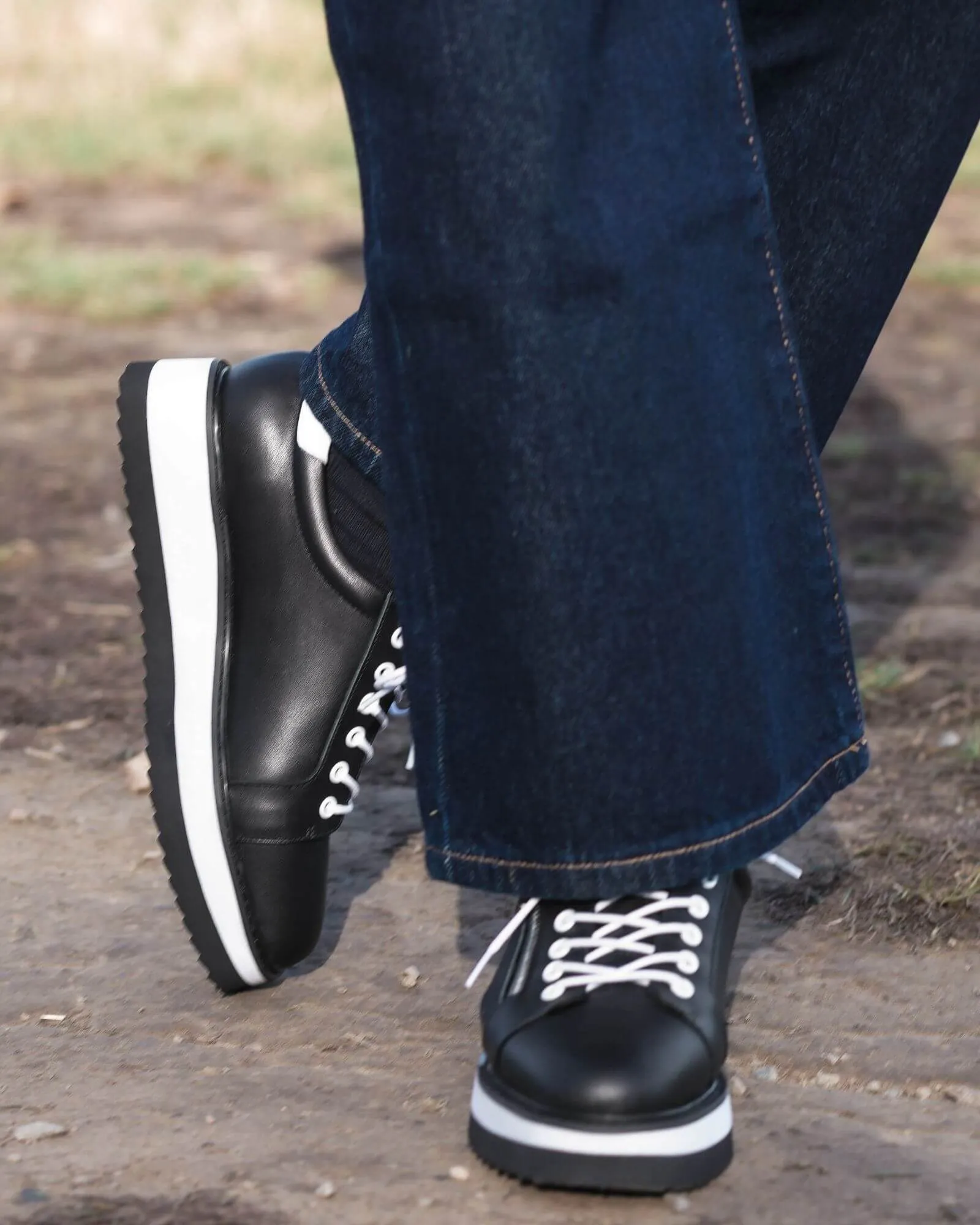 GOODLUCK PLATFORM SNEAKERS BLACK LEATHER