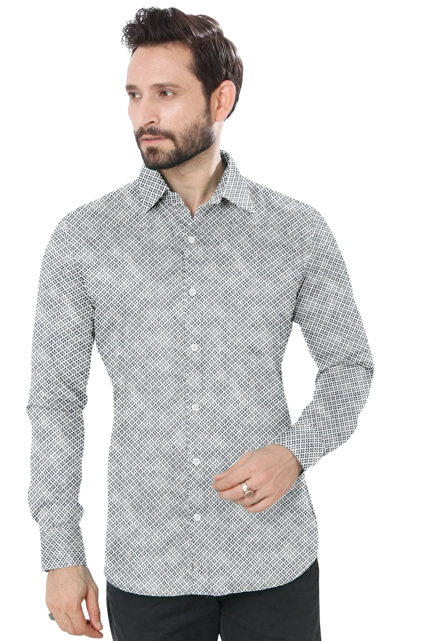 Grey Gingham Cotton Shirt