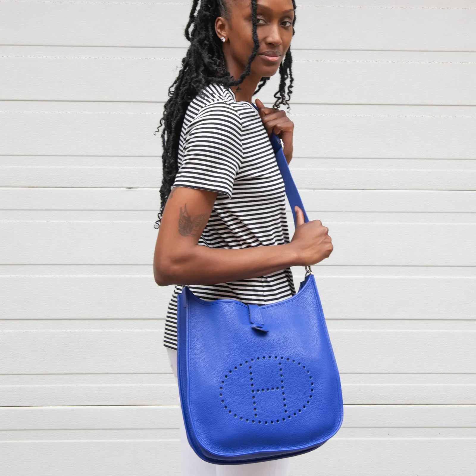 Hermes Bleu Royal Clemence Evelyne III GM