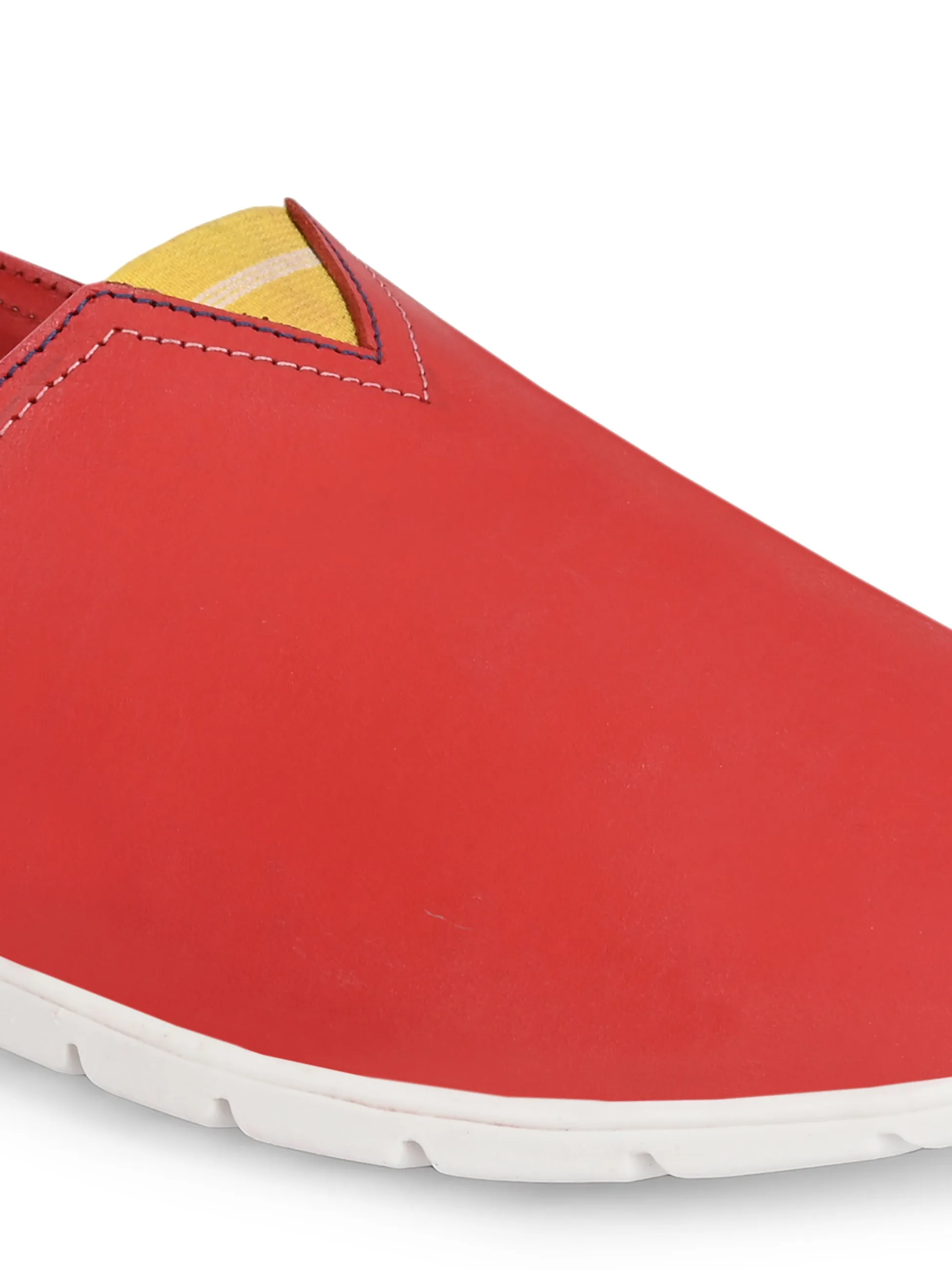 Hitz Men's Red Leather Slip On Casual Shoes