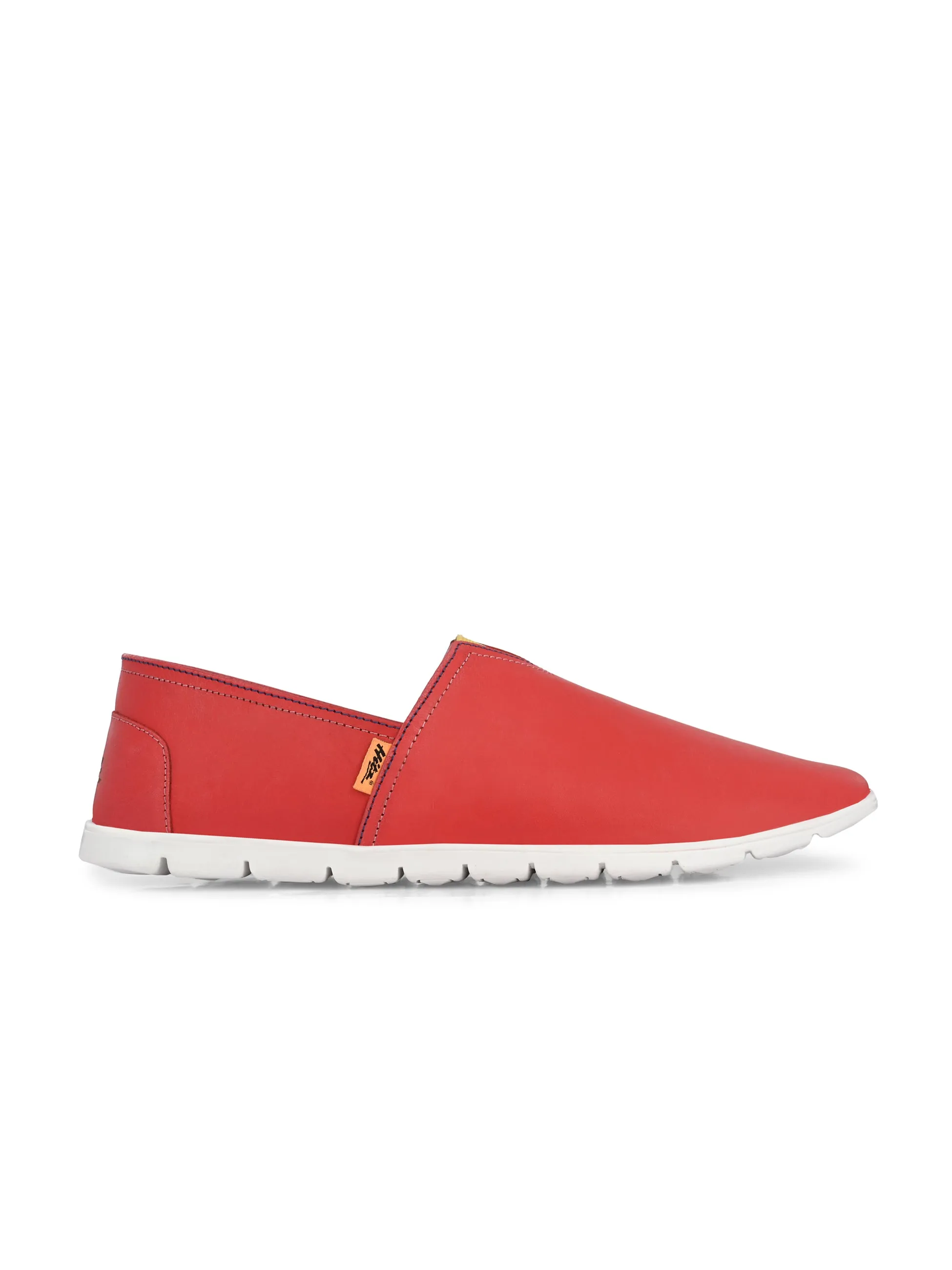 Hitz Men's Red Leather Slip On Casual Shoes