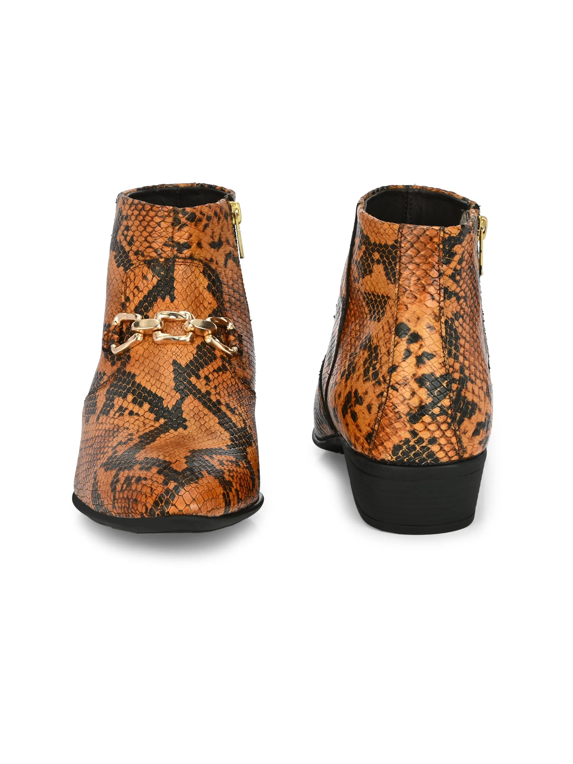 Hitz Men's Tan Genuine Leather Zip Boots