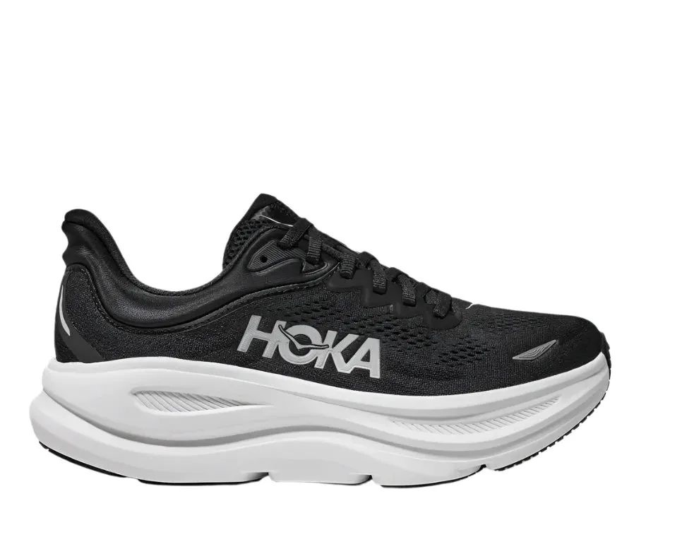 Hoka Bondi 9 Wide Running Shoe - Black / White