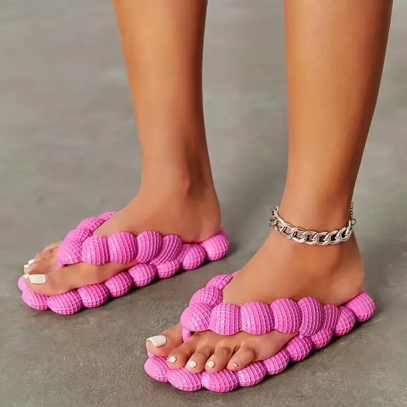 Hot Pink Outdoor Soft Bubble Flip Flops for Women