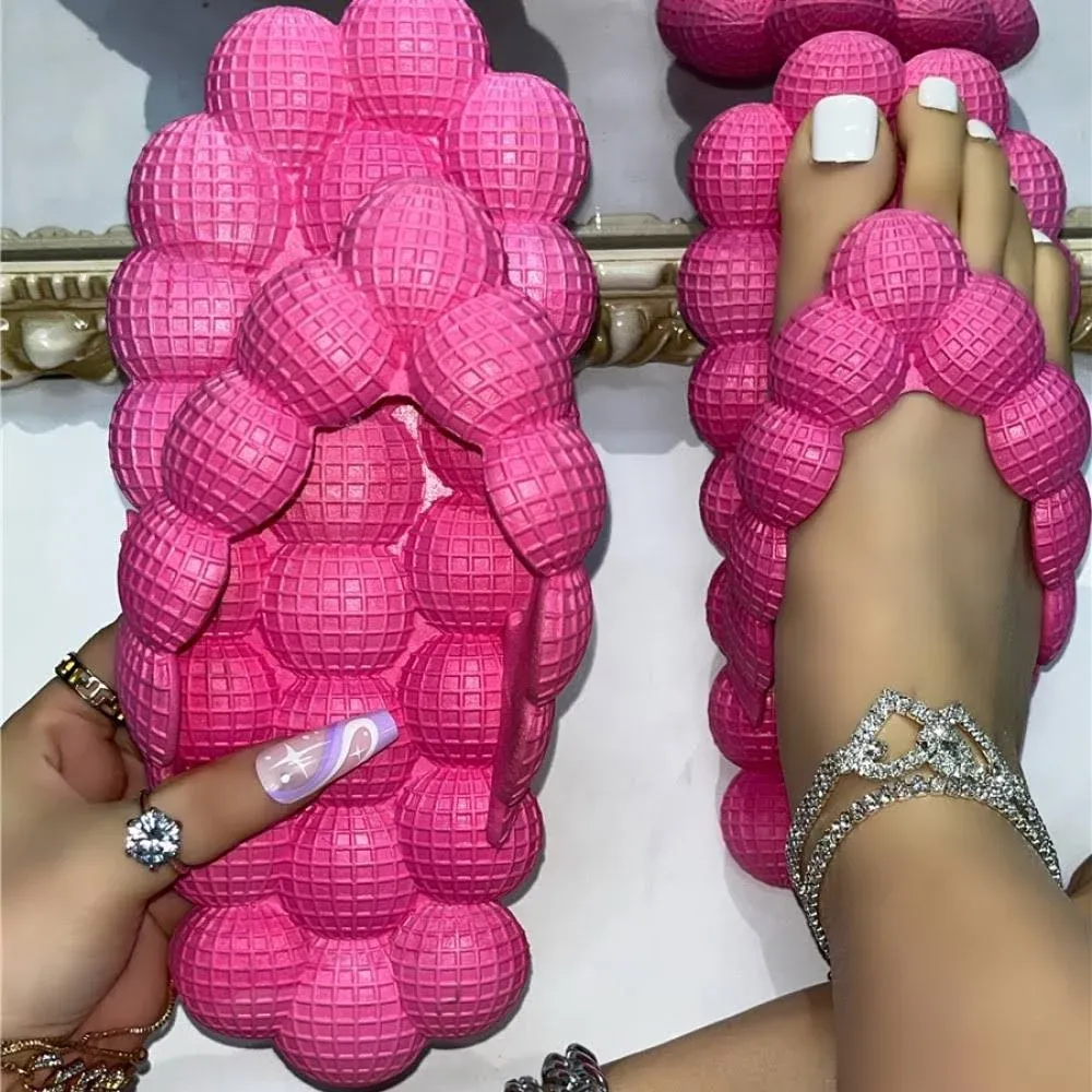 Hot Pink Outdoor Soft Bubble Flip Flops for Women