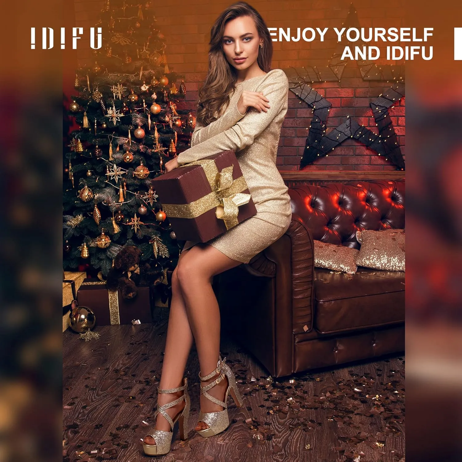 IDIFU Women's IN5 Charcy Crisscross Strappy Platform High Chunky Heels Peep Toe Pump Party Heeled Sandals