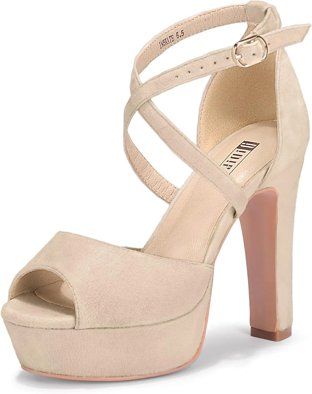 IDIFU Women's Platform Chunky High Heels Dress Sandals Peep Toe Ankle Strap Wedding Party Evening Shoes for Women Bride