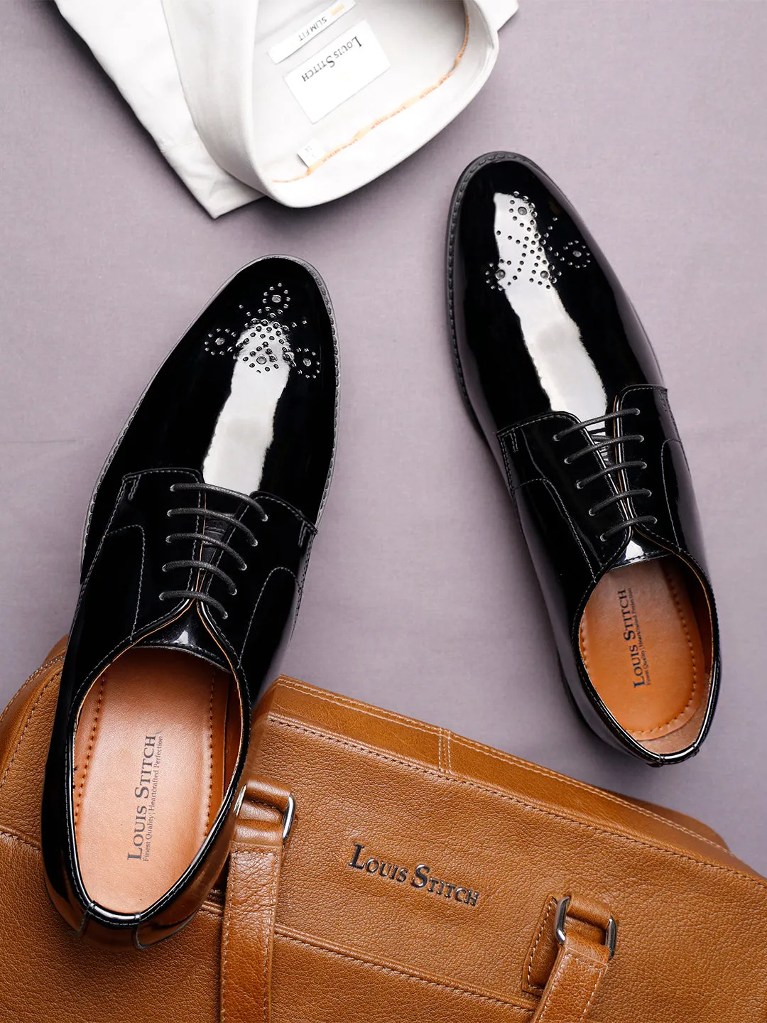 Jet Black Handcrafted Derbys Laceup Shoes