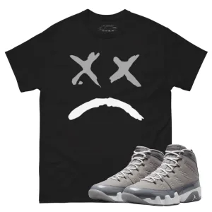 Jordan 9 Cool Grey sad face black t-shirt