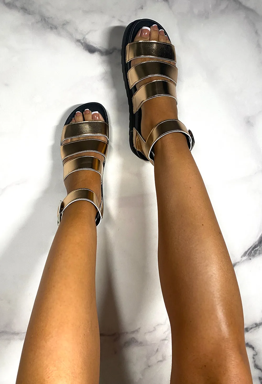 Lucky Moment Rose Gold Chunky Sandals