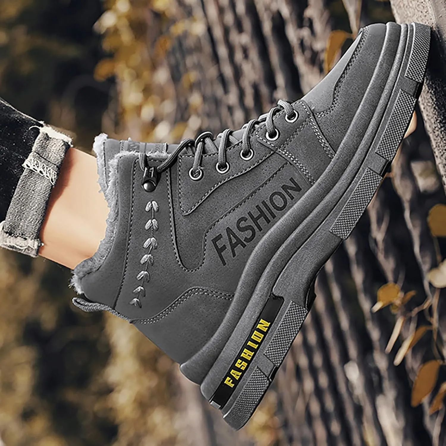 Men's Work Boots Slip On Hiking Sneakers Fur Lined Ankle Boot Women's Safety Shoes Composite Toe Platform Sneakers Indestructible Hike Grounded Footwear