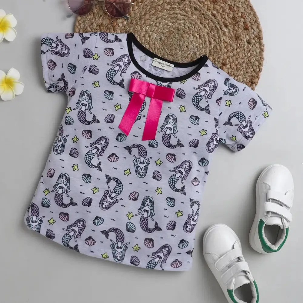 Mermaid Printed Bow Top