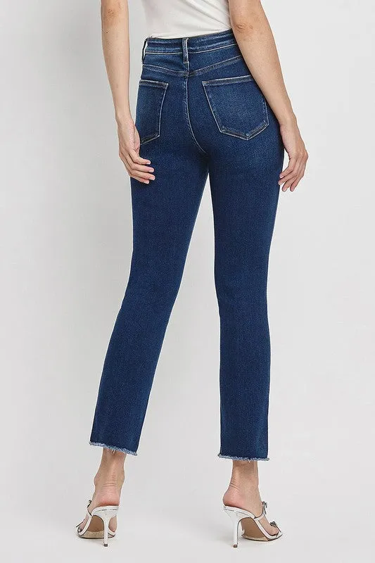 Mia Dark Wash High-Rise Ankle Straight Jeans