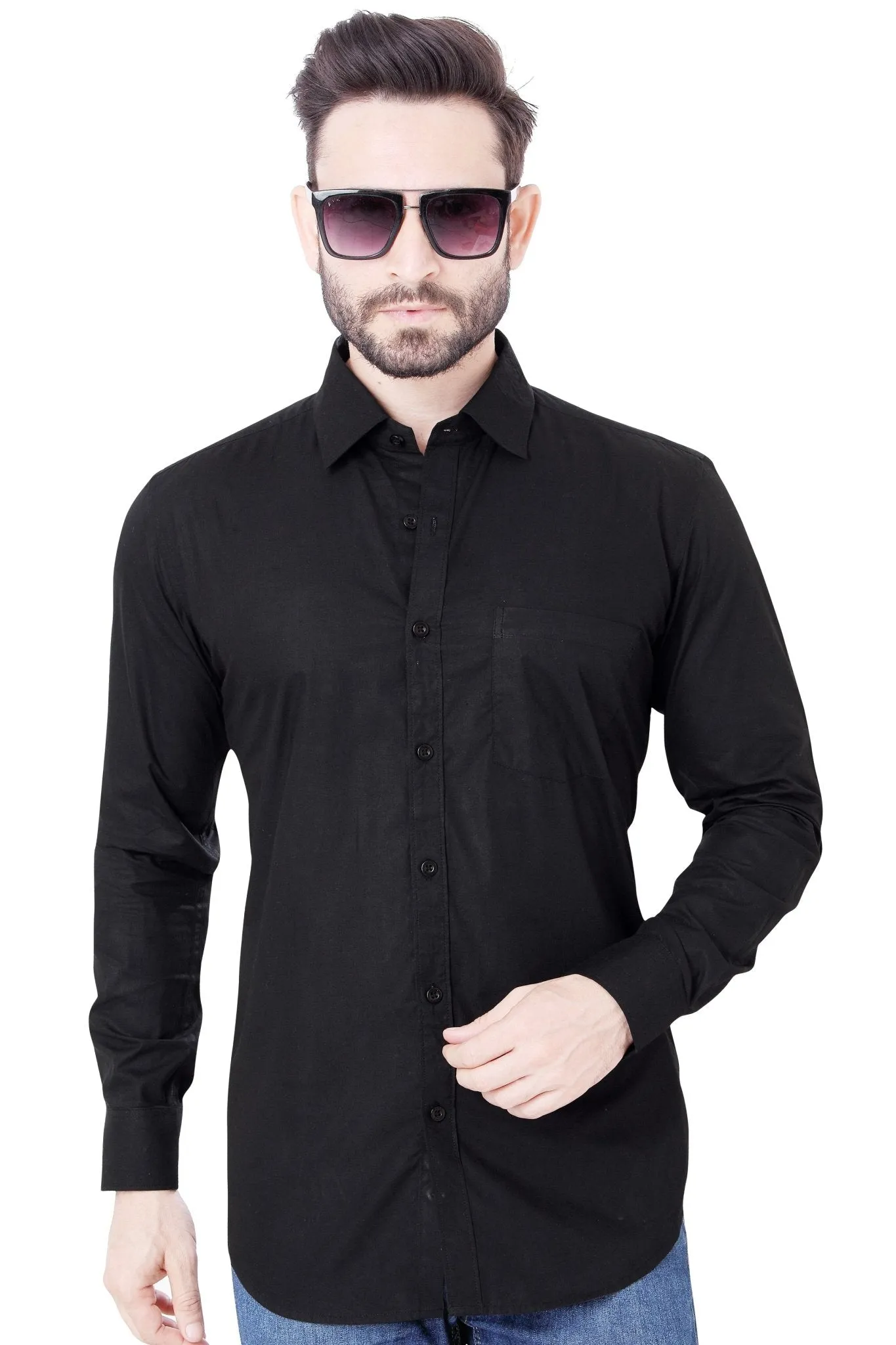 Midnight Black Cotton Shirt