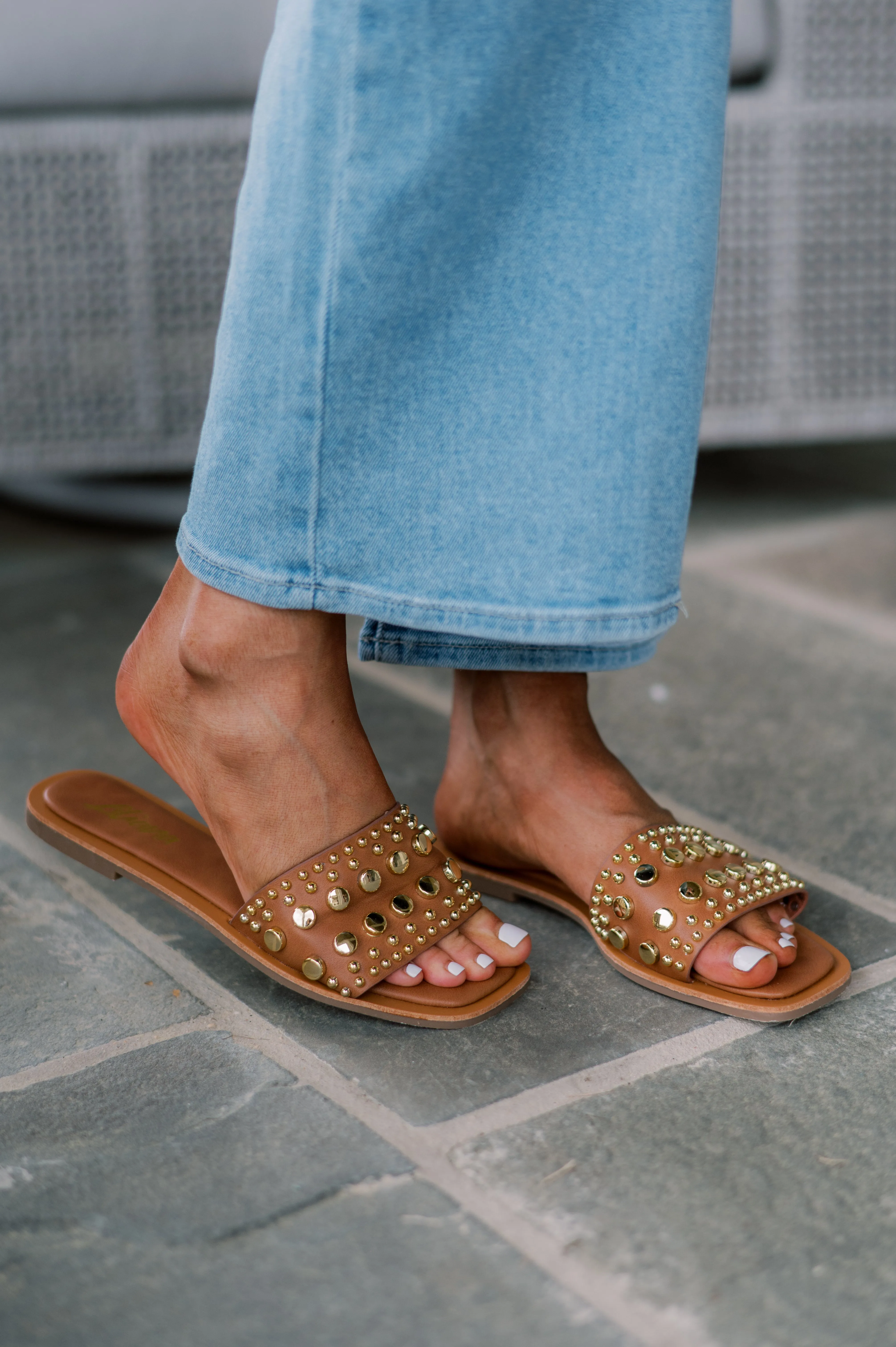 Mindee Studded Sandal- Tan