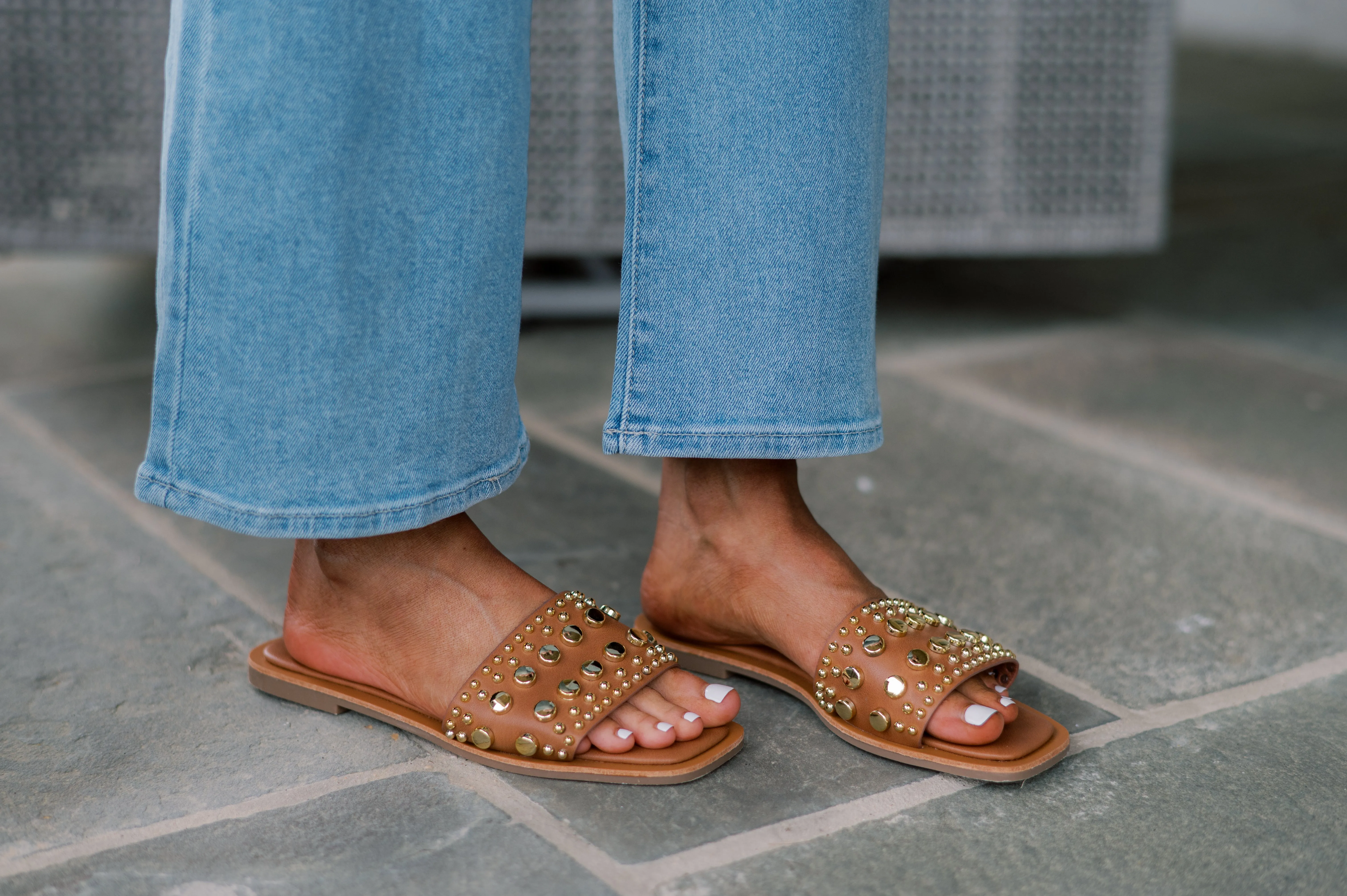Mindee Studded Sandal- Tan
