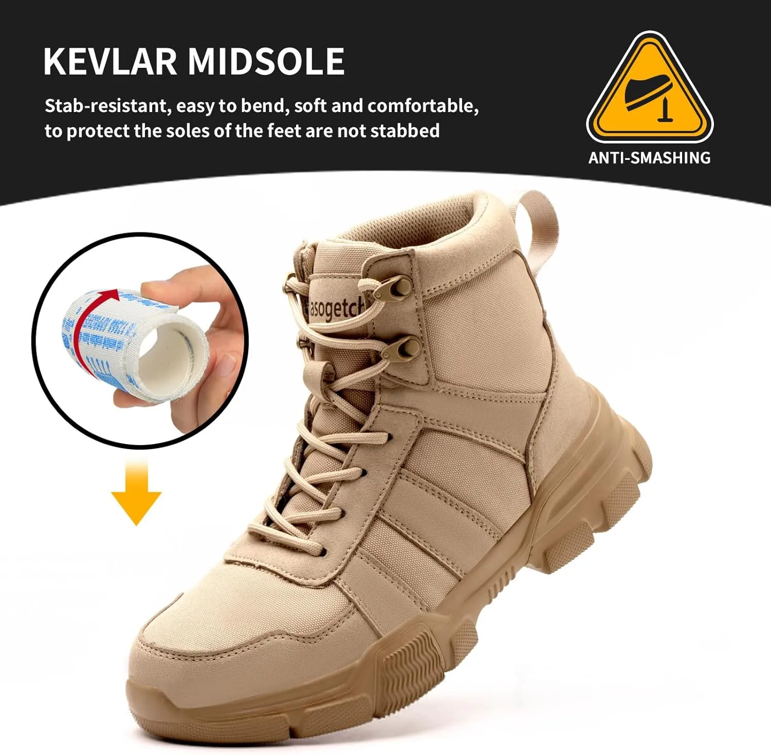 Nasogetch Mens Work Boots Steel Toe Boots for Men Women Comfortable Lightweight Indestructible Shoes Non-Slip Construction Boots Safety