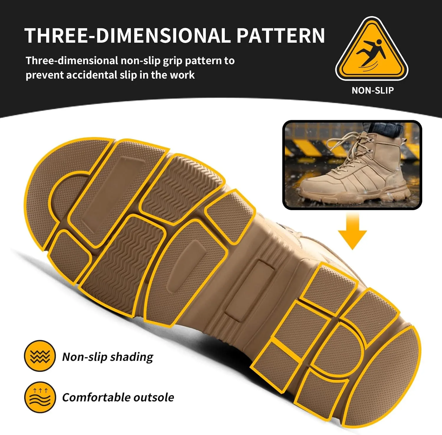 Nasogetch Mens Work Boots Steel Toe Boots for Men Women Comfortable Lightweight Indestructible Shoes Non-Slip Construction Boots Safety