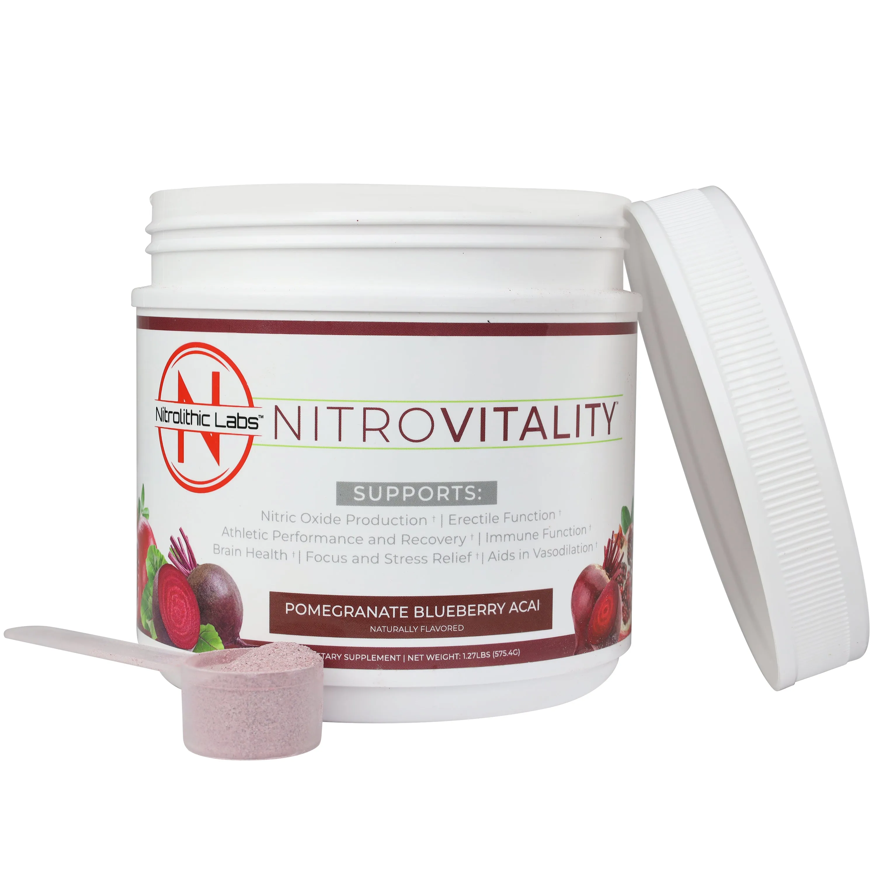 Nitrolithic Labs | Nitrovitality | Potent Nitric Oxide Pre-Workout | Caffeine-Free | 60 Servings