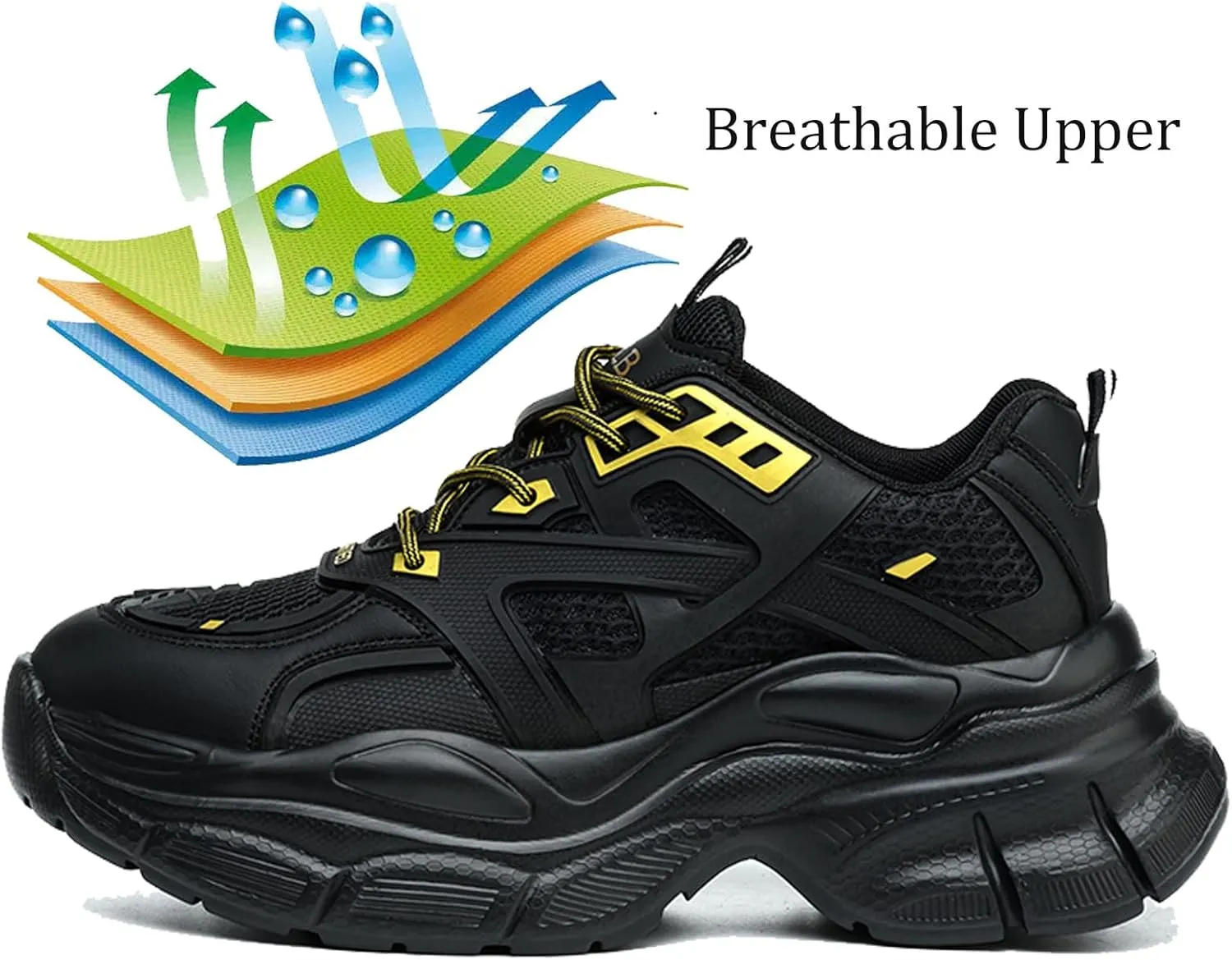 Nutropa Steel Toe Boots for Men, Lightweight Safety Work Shoes, Comfortable Breathable Composite Toe Boots Slip-Resistant Indestructible Shoes