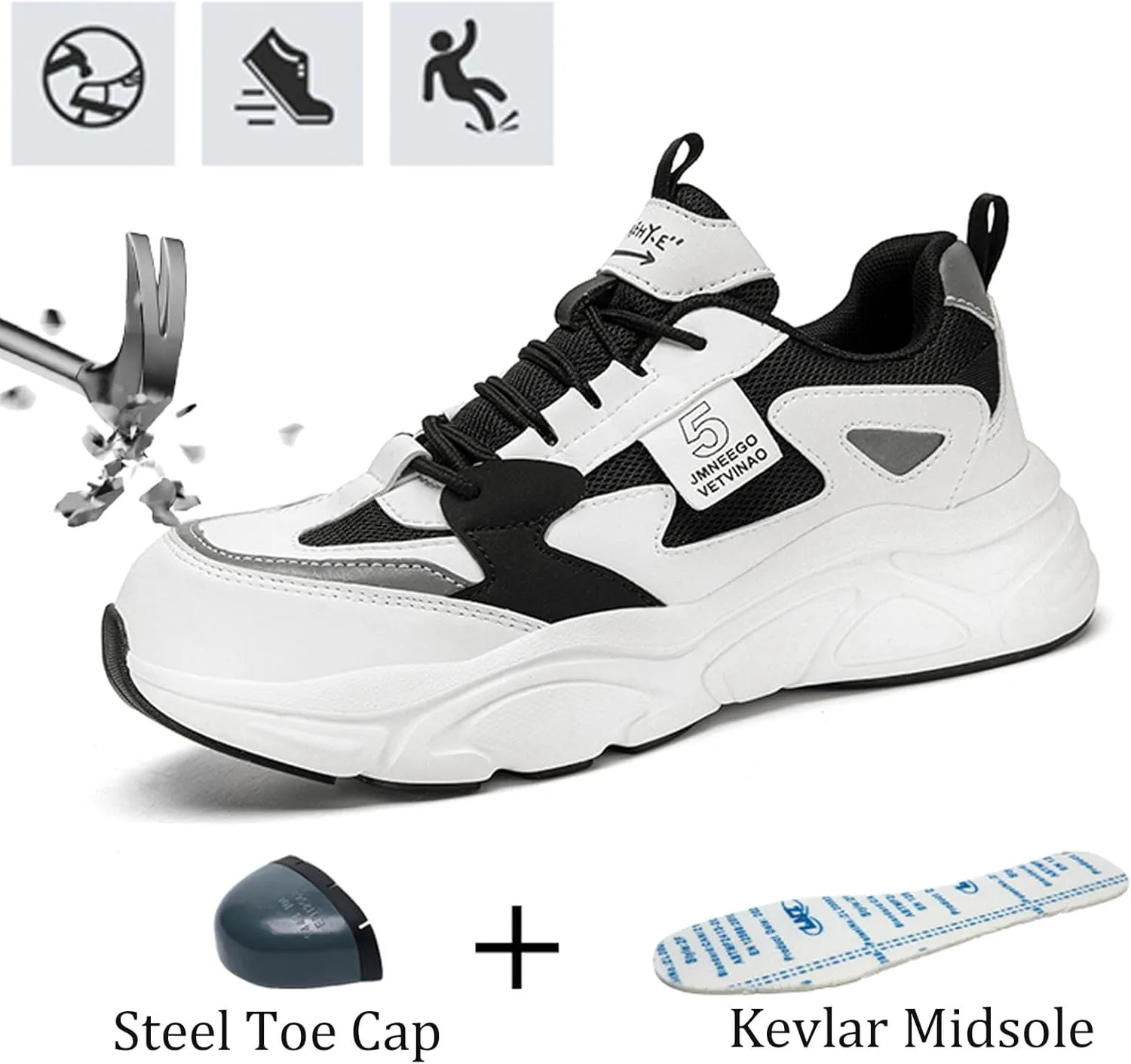 Nutropa Steel Toe Boots for Men, Lightweight Safety Work Shoes, Comfortable Breathable Composite Toe Boots Slip-Resistant Indestructible Shoes