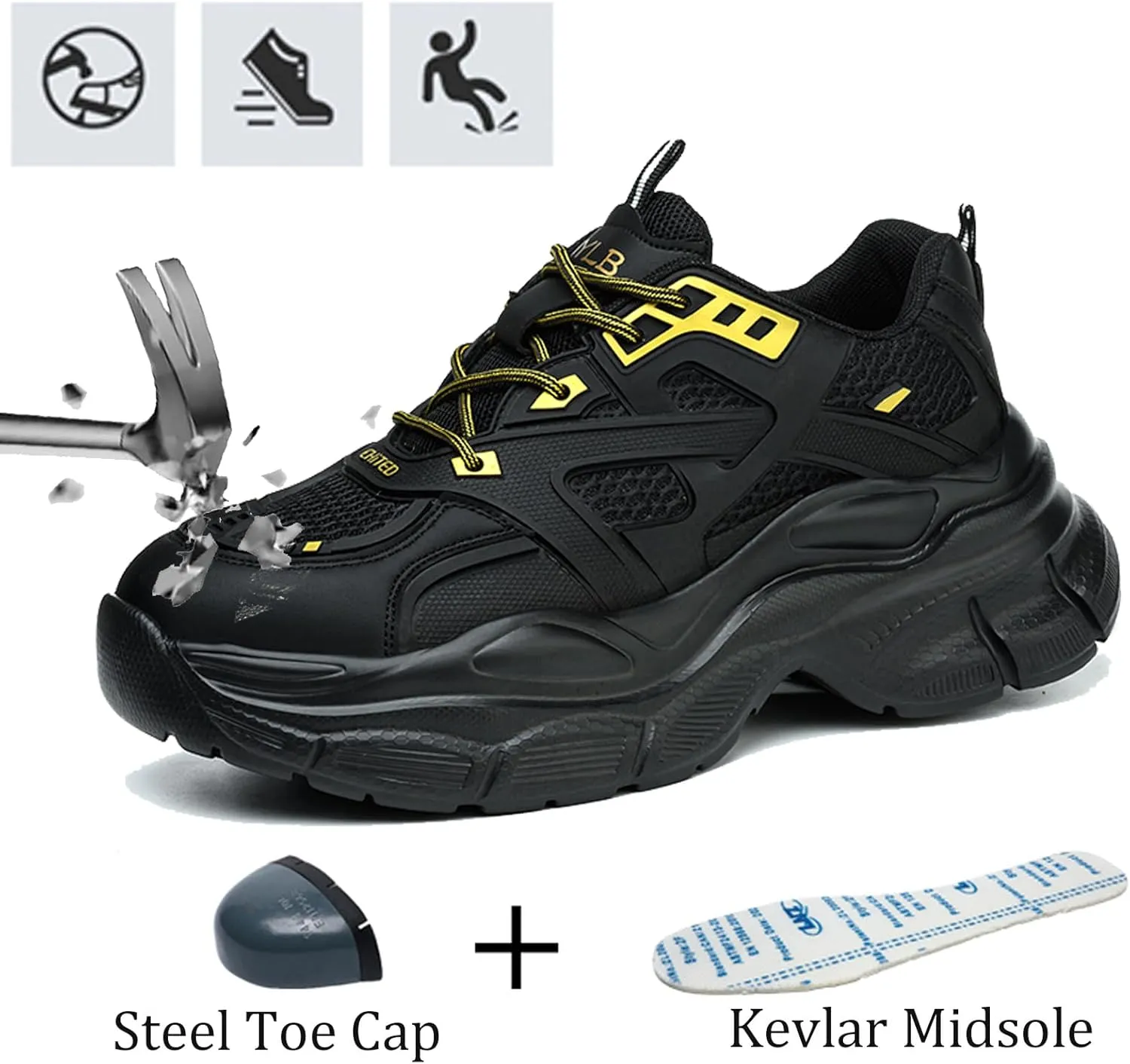 Nutropa Steel Toe Boots for Men, Lightweight Safety Work Shoes, Comfortable Breathable Composite Toe Boots Slip-Resistant Indestructible Shoes