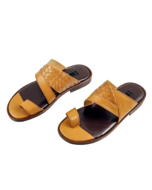 ONE TOE BROWN MIX GOVERNORS LEATHER SLIPPERS