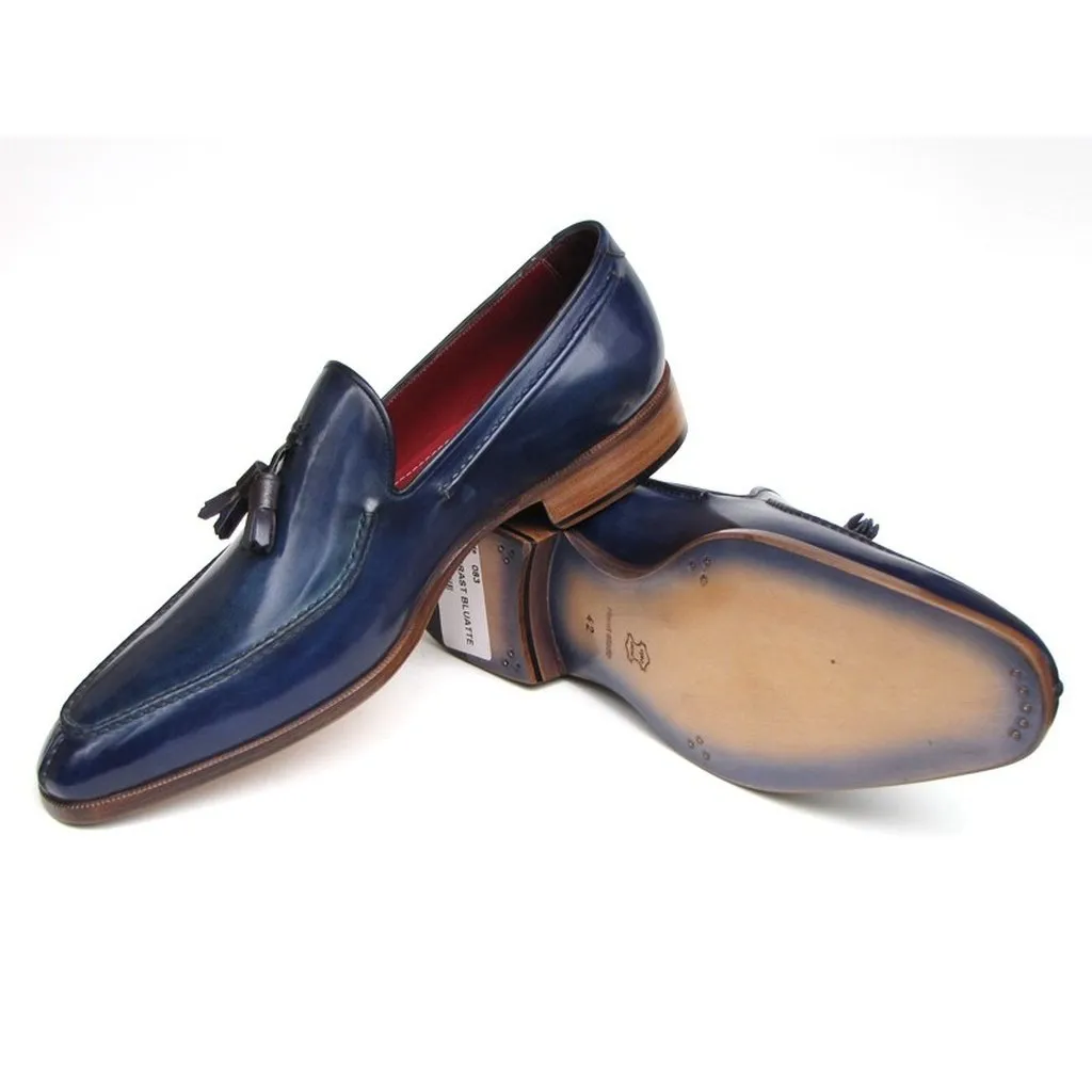 Paul Parkman Men's Tassel Loafer Blue Leather (ID#083-BLU)
