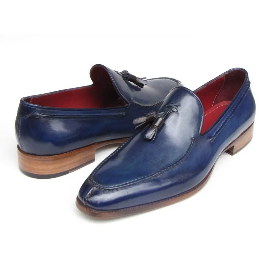 Paul Parkman Men's Tassel Loafer Blue Leather (ID#083-BLU)
