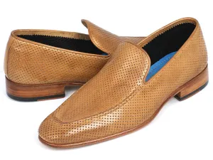 Paul Parkman Perforated Leather Loafers Beige Shoes (ID#874-BEJ)